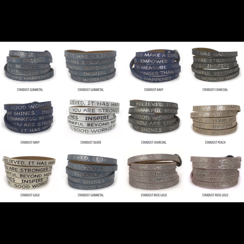 Rocker Navy Unisex Message Wrap Bracelet (Buckle) - Picture 4 of 8